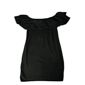 ‼️Any 2 for $20‼️: Ruffle Off Shoulder Black Midi Dress